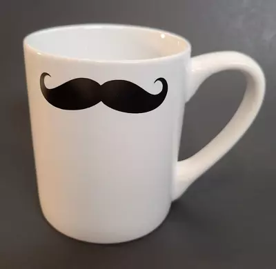 Graydon Hall Handlebar Black  Mustache Both Sides Mug Cup White 12oz/350ml  EUC • $8.50