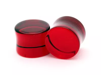 Pair Of Red Glass Plugs Set Gauges PICK YOUR SIZE • $9.49