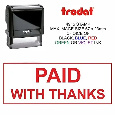 Paid With Thanks Self Inking Rubber Stamp Accounts Business Office Shop Hotel • £13.95