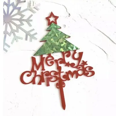 Gold Merry Christmas Cake Toppers  Decorations Toppers Acrylic • £1.75