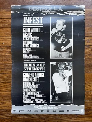 $50 • Buy CHAIN OF STRENGTH INFEST POSTER Destroy LA Hardcore Punk Original 18x12 CONCERT