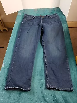 Wrangler Jeans Mens Blue Sz 40x30 Straight Pants Stretch Mid Rise Elastic Waist • $15.97