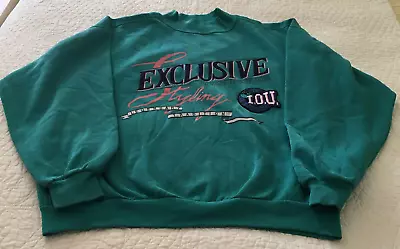Retro 1990 Exclusive Styling I.O.U Graphic Print Sweatshirt Teal L • $34.99