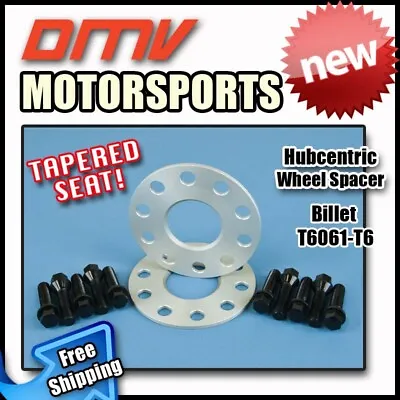 5MM Hubcentric Wheel Spacers Black Tapered Bolts VW 5x100 5x112 57.1 14x1.5 • $35