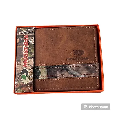 Mossy Oak Brown Camo Faux Leather Mens Bi-Fold Wallet Electronically Protected • $9.97