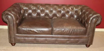 Great Quality Brown Genuine Top Grain Leather Sofa Settee Loveseat • $2205