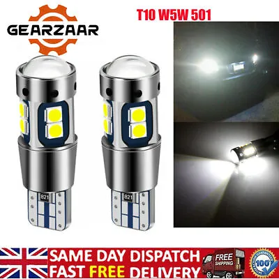 2X T10 LED Car Bulbs Canbus W5W 501 Side Light 2835 10SMD Error Free 6000K White • £3.79