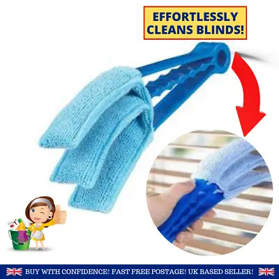 £3.19 • Buy Microfibre Venetian Blind Window Duster Cleaner Brush 3 Pronged Washable Wet/Dry