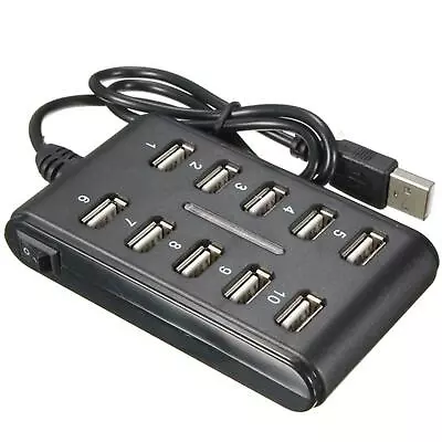 10 Port Hub USB 2.0 High Speed Multiple Splitter Adapter Extension Cable • £7.99