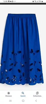 H&M  Bright Blue Embroidered Skirt Size M • £13.99