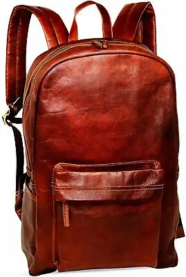 Handmade Vintage Real Leather Backpack Rucksack Casual Travel Laptop Bag Unisex • $58.29