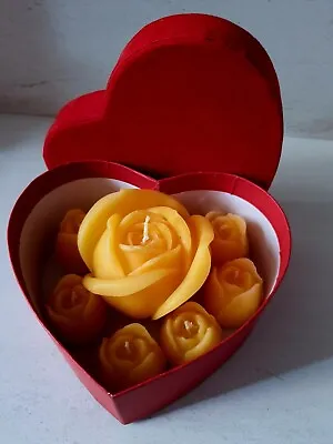 Beeswax Wax Candles Gift Box Valentines Day Gift For Her Decor Candle Heart • £12.99