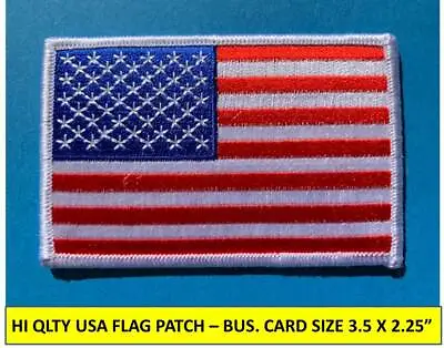 USA AMERICAN FLAG EMBROIDERED PATCH IRON-ON SEW-ON WHITE BORDER (3½ X 2¼”)  • $2.65