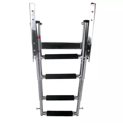 Stainless Steel Under Platform Ladder 4 Steps Boat Boarding Ladder Spring Lock • $94.90