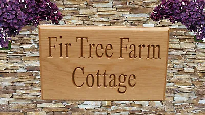 Personalised Oak House SignCarvedCustom Engraved Outdoor Wooden Name Plaque • £17