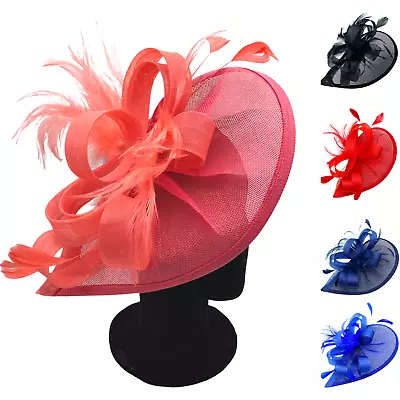 £18.99 • Buy Large Feather Fascinator Aliceband / Clip Weddings Races Royal Ascot Hair Piece
