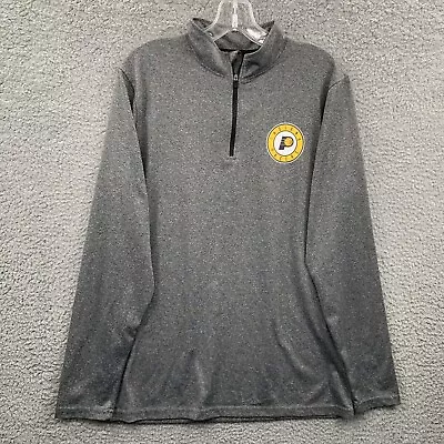 Indiana Pacers Sweater Mens Medium Gray Yellow Blue 1/4 Zip Pullover Sweatshirt • $12.60