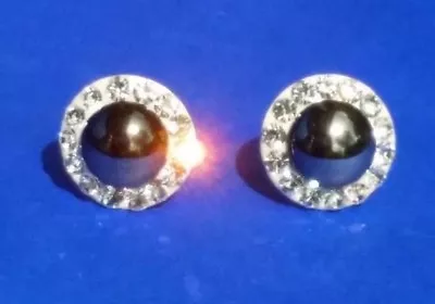 925 Sterling Silver Stud Earrings Crystal Hematite 3/8  Taxco Mexico • $12.90