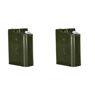 2PCS Jerry Can 5Gallon 20L Metal Steel Tank Military Style Storage Gas Can Green • $69.54