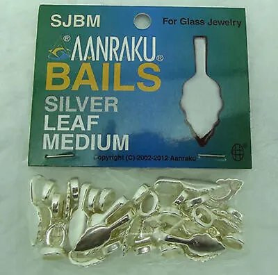 Genuine Aanraku MEDIUM SILVER Plated LEAF Glue On Bail Pack Of 25 • $9.99