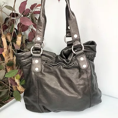 Lucky Brand Black Lamb Leather Shoulder Bag Hobo Purse • $27.99