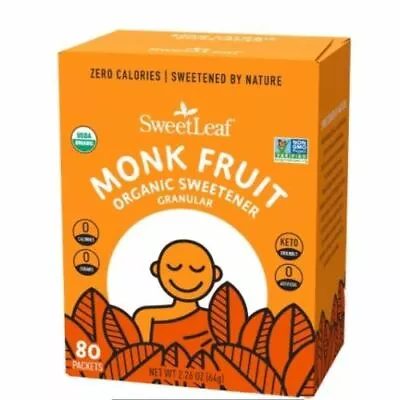 Monk Fruit Organic Sweetener Granular 80 Count By Sweetleaf Stevia • $11.96