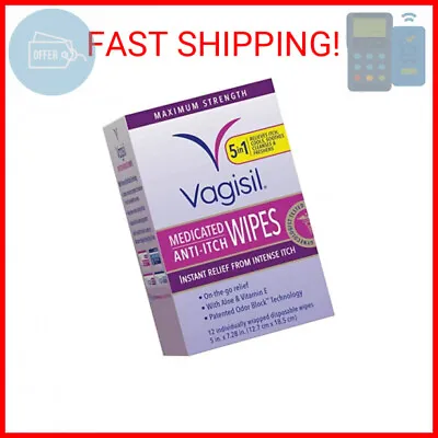 $7.99 • Buy Vagisil Anti-Itch Medicated Feminine Intimate Wipes For Women, Maximum Strength,