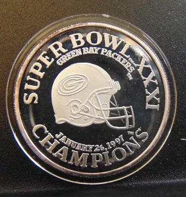 SUPER BOWL XXXl 31 N.O. 1996 GREEN BAY PACKERS ENVIROMINT COIN 999 SILVER ROUND • $100