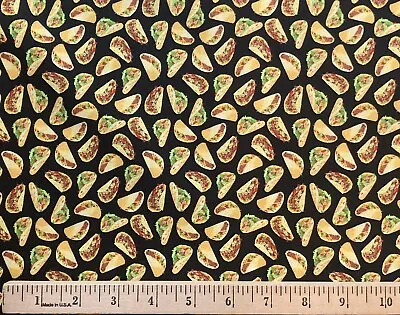 Mini TACOS Fabric Tiny Taco Mexican Food ~ Half Yard / 1/2 ~ 100% Cotton • $6.50