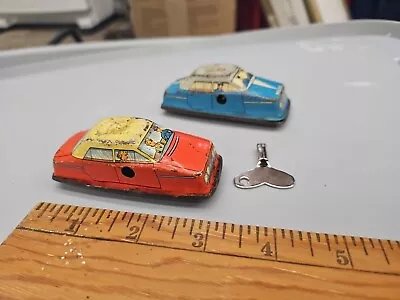 TWO Very Cool Antique WIND UP METAL CARS With One Key All Metal • $19.99