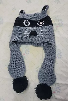 The Children's Place Boys Knit Raccoon Hat And Mitten Beanie Hat • $13