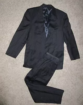 VTG V2 By Versace  Wool Pinstripe Black Suit 54R 44R Pant 34 X 30 Made In USA • $79.99