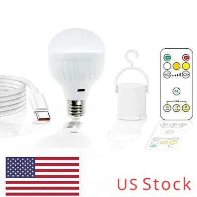 Emergency LED Light Bulb Dimmable Rechargeable Remote Control Lamp USB White/RGB • $13.29