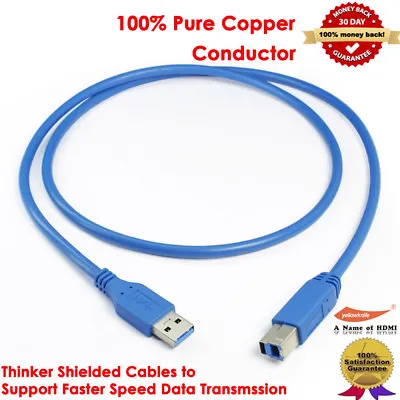 $10.85 • Buy SuperSpeed USB 3.0 Printer Scanner Cable Type A Male To Type B Male For HP Canon