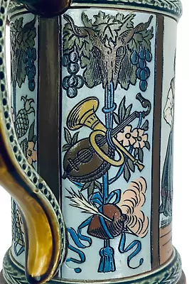 Mettlach 1655 Antique German Beer Stein .5L Schuhplattler • $274.99