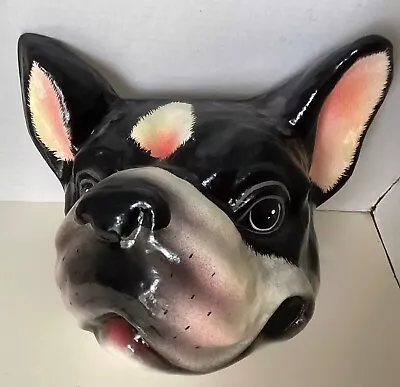 Paper Mache Or Plaster BOSTON TERRIER Dog Head Wall Hanging. OOAK • $55