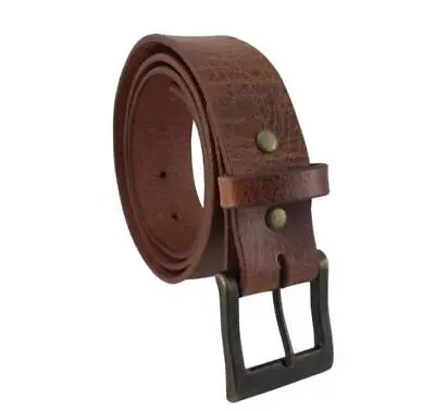 Buffalo LEATHER ANTIQUE BROWN Casual Belt Snap-on Removeable Buckle USA Made New • $16.99