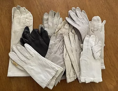 Womens Leather Driving Gloves Mixed Lot 10 Pairs White Beige Black Size 7-7.5 • $45