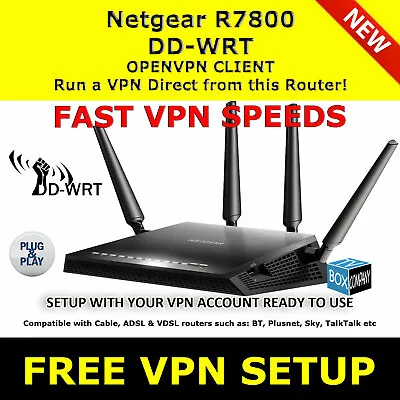 £299.99 • Buy NETGEAR R7800 1.7Ghz DDWRT FAST VPN WIRELESS ROUTER OPENVPN DD-WRT 1-2 NORDVPN 