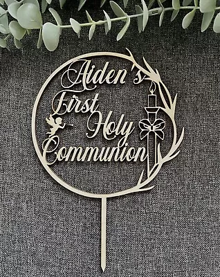 First Holy Communion Cake Topper-Any Name Wooden Decoration • £12.99