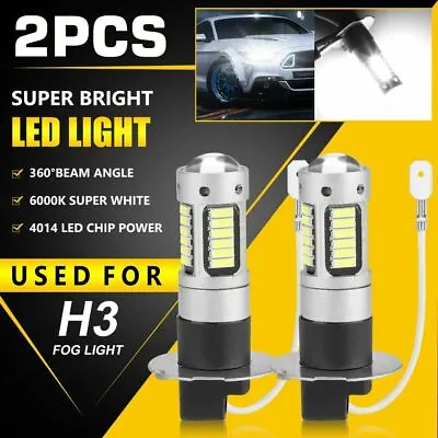 2PCS H3 LED Fog Driving Light Bulbs Conversion Kit Super Bright White 6000K DRL • $7.49
