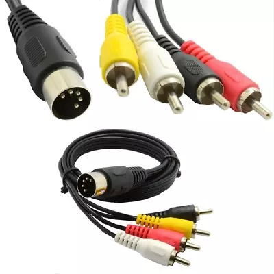 Din 5 Pin Male To 4 RCA Phono Male Sockets Adapter Audio Video Cable Cord 0.5M • $5.99