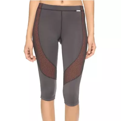 VPL Flexure Capri Cropped Midrise Legging Workout Gym Gray Orange Mesh Womens M • $30