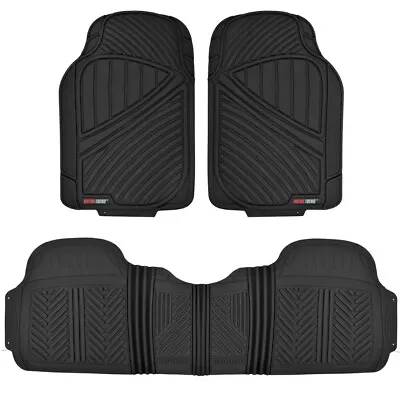 Motor Trend FlexTough 3pc Rubber Floor Mats - Thick Heavy Duty All Weather Black • $39.99