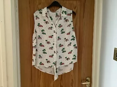 Ladies Sleeveless Collared Top /button Up With Ties( TU WOMAN ) SIZE 16 Motive • £3.75