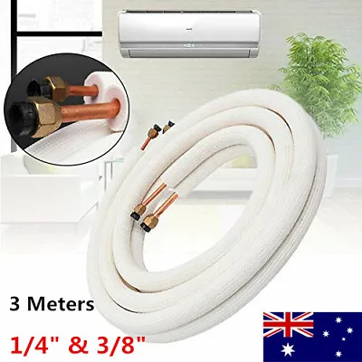 $51.29 • Buy 3m Insulated Copper Pipe Split Line Air Conditioner Pipe Fitting Pair Coil Tube