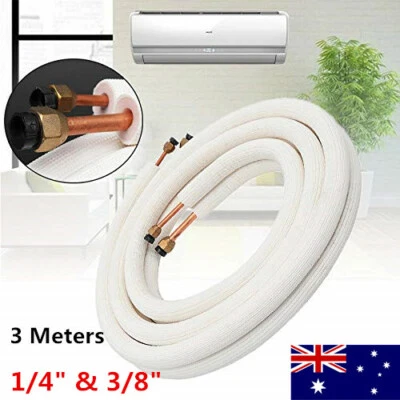 $51.29 • Buy 3m Insulated Copper Pipe Split Line Air Conditioner Pipe Fitting Pair Coil Tube