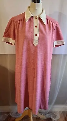 Red Stripe Vintage Shirt Dress Ladies Size 16 Short Sleeved • $5.05