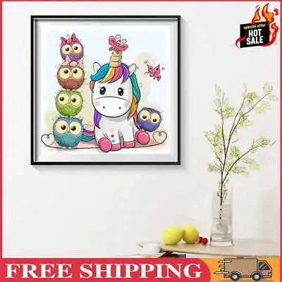 $13.19 • Buy Colorful Unicorn And Owl Diamond Painting Kits Full Round Drill Home Wall Decor