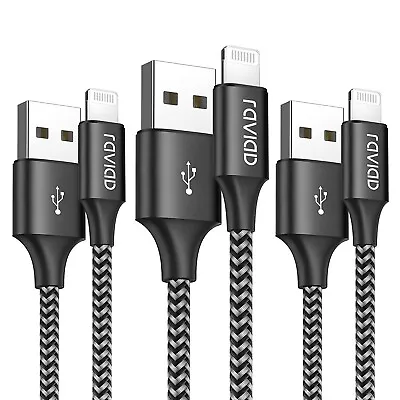 Raviad IPhone  Lightning Charger Cable [3Pack 2M Mfi Certified]Fast Charge • £8.33